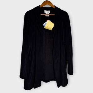 NWT Susan Graver Modern Essentials Regular Liquid Knit Cardigan Jacket Black 2X